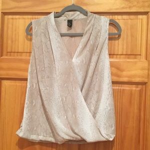 Faux Wrap Sleeveless Blouse